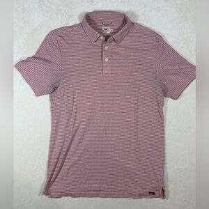 Faherty Size Medium Soft Organic Cotton Pink Striped Polo Shirt